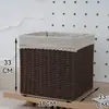 Caixa de Armazenamento Estilo Japonês, Cesta de Armazenamento para Sala de Estar e Quarto, Cesta de Armazenamento de Palha e Rattan Sintéticos, Cesta de Armazenamento para Armário de Casa