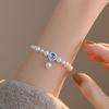 Pulsera Corazón Femenino de Perla Aguamarina Plata Rota S925 Plata de Ley Diseño de Nicho Pulsera de Lujo Ligero Joyería