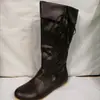 Botas curtas femininas de tamanho grande para comércio exterior, estilo europeu e americano, bico redondo, salto baixo, com cadarço, botas longas de cano alto