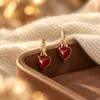 Brincos de tarracha em formato de coração com gota de óleo estilo retrô francês de duas vias para mulheres, personalidade coreana, simples, versátil, temperamento, brincos de moda, joia de orelha