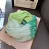 Lenço Onda Verde Feminino Primavera e Verão Viagem Litoral Proteção Solar Grande Xale Outono Fino Algodão e Linho Lenço Lenço