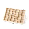 Estante de Exhibición para Joyería de Madera Maciza de Pino con 24 Compartimentos, Bandeja de Rejilla para Almacenamiento de Pulseras, Collares, Joyería, Gran Capacidad, Venta al Por Mayor en Stock