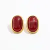 Pendientes de resina con forma de gema degradada, estilo vintage europeo y americano, geométricos cuadrados de acero inoxidable chapado en oro de 18 quilates, a la moda