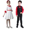 Vestido de Anfitrión para el Día de Año Nuevo Disfraz Infantil para Estudiantes de Primaria y Secundaria Disfraz para Coro Recitación Performance Vestido de Princesa para Niña