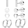 Nuevos Mini Aretes de Hélice para Mujer con Forma de Corazón, Set Transfronterizo Europeo y Americano, Aretes Finos, Joyería para Piercings Corporales, Set de 10 Piezas