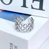 Anillo Abierto Exquisito Súper Brillante de Circonita Dulce y Lujoso Estilo Ins Nicho Gama Alta Apilable Anillo de Piedras Preciosas Coloridas para Mujeres