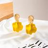 Aretes de pétalos hojas verde oscuro estilo retro moda oro mate aretes de diseño clásico simple