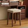 Banqueta de Madeira Maciça, Banqueta de Maquiagem para Quarto de Meninas, Cadeira para Penteadeira Doméstica, Banqueta para Manicure, Banco com Almofada Macia, Luxo Leve e de Alta Qualidade