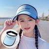 Protección Solar para Niños Sombrero de Sol de Verano de Ala Ancha con Cola de Caballo 2024 Estilo Extranjero Seda de Hielo Sombrero de Copa Vacía Sombrero de Verano para Viaje
