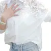 Camisa com Recortes, Blusa Branca Elegante para Mulheres, Moda Coreana Primavera e Outono 2026 Renda Leve Luxo Casual Manga Longa Top para Mulheres