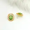 Pendientes Retro Estilo Palacio con Incrustaciones de Perla Verde Oliva Huecos Diseño de Nicho Pendientes de Lujo Ligero de Gama Alta para Mujer