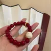 Pulsera de Súper Valor Cristal Carmesí Dulce Rima Serie Floral Estilo Palacio Rojo Sueño Puesto de Mercado Nocturno Regalo Pulsera para Novia