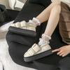 Pantuflas de algodón plumón para mujer, cálidas de invierno, suela gruesa, forro polar, impermeables, para interior, hogar, simples, zapatos de algodón, zapatos de noviembre lunar de otoño