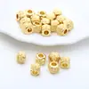Acessórios de contas espaçadoras quadradas de quatro lados florais banhados a ouro 14k que preservam a cor, acessórios feitos à mão para colar, pulseira, joias