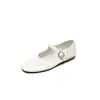 Sapatos de Couro de Ovelha Estilo Francês Retrô Sapatos Únicos Femininos Versáteis Mary Janes Sapatos Pequenos de Couro Couro Genuíno Fundo Plano Boca Rasa Solado Macio Sapatilhas