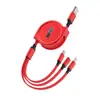 Cabo de dados telescópico Macaron um-para-três para celular Huawei Apple linha de carregamento três-em-um logo presente