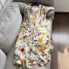 Vestido Largo Romántico Estampado Estilo Resort con Cintura Ajustable de Seda de Morera para Mujer al por Mayor H01BQ8306