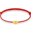 Pulsera de Oro Puro 999 con Cuentas de la Suerte, Hilo Rojo para el Año de Nacimiento, Mes Completo del Bebé, Adulto, Ceremonia de Apertura, Joyería de Oro, Regalo Casual