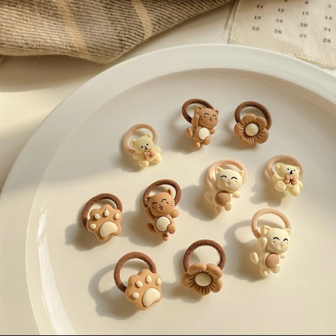 10件套~咖色儿童皮筋