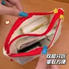 Bolsa de almacenamiento de cuadrícula estilo perrito salchicha inspirada en ins, linda bolsa portátil de doble capa para viajes para artículos de tocador y maquillaje de niñas