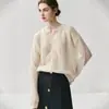 Cárdigan de punto de cachemira, cárdigan ligero de cachemira para mujer, transparente y delicado, con un lujoso tacto de terciopelo de seda, corte oversize y relajado