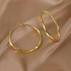 Corea del Sur Metal Plata S925 Pin Aretes de Círculo Grande para Mujer 2022 Nuevo Simple Ins Cool Anillo de Oreja Aretes de Moda