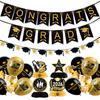 Temporada de Graduación Transfronteriza 2026 Bandera de Graduación Oro Negro Sombrero Doctoral Flor Adorno Panal Espiral Set de Decoración Colgante Venta al por Mayor