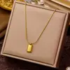 Collar con Colgante de Ladrillo Dorado y Plateado de Acero Inoxidable para Mujer, Cadena de Clavícula Versátil y a la Moda, Joyería de Acero de Titanio Transfronteriza, Chapado en Oro, No se Desvanece