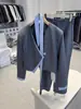 Conjunto de Dos Piezas para Mujer: Chaqueta Corta Estilo Coreano de Moda con Cinta, Temperamento, + Pantalones de Pierna Ancha de Cintura Alta, Nuevo para Primavera 2025