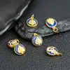 Colgante de la Fortuna Azul Dorado Esmaltado Chapado en Oro Plata S925 Estilo Chino Nuevo DIY Accesorio de Plata de Lujo Ligero