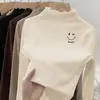Camiseta Interior Térmica Casual de Manga Larga para Niña, Otoño Invierno, Nueva Tela Térmica, Cuello Medio Alto con Volantes