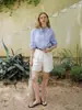 Camisa Rayada de Tencel y Ramio Nuevo Estilo 2026 Holgada Casual Manga Larga Top Ligero Protección Solar 1306 Cuatro Yuan Cuatro
