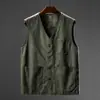 Chaleco de Algodón con Cuello en V Extra Grande para Hombre para Personas de Mediana Edad y Mayores Chaleco de Pesca Casual Uniforme de Trabajo para Comercio Exterior Papá