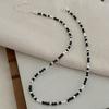 Collar de Plata S925 Bajo el Árbol Banyan Corea del Sur Cristal Negro Puntiagudo Fragmentado Plata Collar para Mujer Simple Nicho Moda Blogger Cadena Clavícula Superpuesta