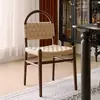 Silla de Comedor Vivian Estilo Francés Vintage con Tejido de Cuerda, Silla de Madera Maciza, Respaldo Tejido Retro para Sala de Estar Uso en Casa Silla de Ocio para Tocador