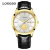 Reloj de cuarzo marca longbo dropshipping simple casual reloj de pareja correa de cuero impermeable reloj de pareja par