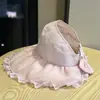 Sombrero de Sol para Mujer de Primavera y Verano, Lazo de Malla, Elegante, Sombrero de Copa Abierta, Ala Ancha, Protección Solar, Sombrero de Pescador para la Playa, Moderno