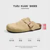 Exportación Transfronteriza Piel de Vaca Cuero Genuino Suela Suave Antideslizante Exterior Birkenstock Zapatillas Medias para Hombres y Mujeres, Zapatos Birkenstock Versátiles para Mujeres