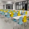 Mesa de Jantar e Cadeiras de Ardósia Retangular Unidade Corporativa Funcionário da Empresa Quatro Pessoas Restaurante de Fast Food Cantina Dividida Mesa de Jantar