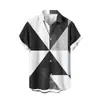 Camisa Nueva de Manga Corta Más Vendida para Hombre con Parches en Forma de Diamante e Impresión Digital 3D, Ropa Casual Transfronteriza Europea y Americana para Hombre