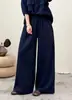 Pantalones de Gasa de Doble Capa Pierna Ancha 2026 Verano Nuevo Estilo Cintura Elástica Color Sólido Talla Grande Rectos Casuales para Mujer 6202
