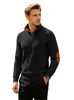 Comercio exterior ropa de hombre eBay: Sudadera jacquard texturizada de manga larga para primavera y otoño con tapeta de color contrastante y parches en los codos estilo americano