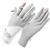 Luvas de Proteção Solar Femininas, Anti-UV para Dirigir, Antiderrapantes, Finas Elásticas de Seda Gelo, Verão para Ciclismo, Andar de Bicicleta Elétrica, Dois Dedos Expostos