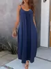 Vestidos de Amazon Europeos y Americanos Comercio Exterior Transfronterizo Ropa para Mujer Cuello en V Casual Holgado Estilo Perezoso Verano Adelgazante Vestido de Tirantes