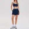 Estilo Idéntico a las Estrellas Europeas y Americanas Conjunto de Bloques de Color Falso de Dos Piezas Versátil Chaleco Falda Deportiva para Correr Fitness Yoga Tenis Mujer