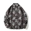 Camisa de Manga Larga para Hombre Nueva de Comercio Exterior Transfronterizo 2022 Estilo Hong Kong Moda Juvenil Camisa Estampada Holgada