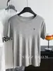 Camiseta de Manga Corta Bordada de Pony Lyocell Tencel de Verano 2026 para Mujer, Top Básico Delgado Simple y Versátil con Cuello Redondo