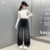 Pantalones Vaqueros Anchos con Estampado de Estrellas para Niñas Estilo Nuevo Otoño 2026 Pantalones Rectos Sueltos Casuales para Niñas Mayores Pantalones de Moda