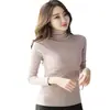 Camiseta interior de terciopelo de cuello medio alto para otoño e invierno, cálida, ajustada, de manga larga