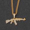 Amazon nova moda incrustada colar de arma longa criativo hip-hop submetralhadora pingente fabricantes de joias atacado